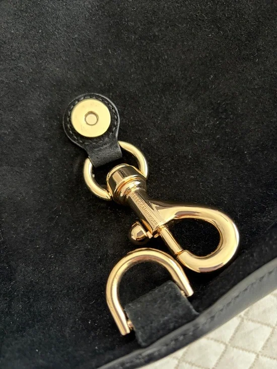 Rebecca Minkoff Black Suede Shoulder Bag with Gold Hardware - Picture 2 of 4